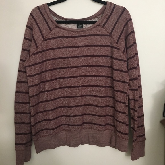 MWOT Maroon striped off the shoulder sweater - Picture 1 of 3